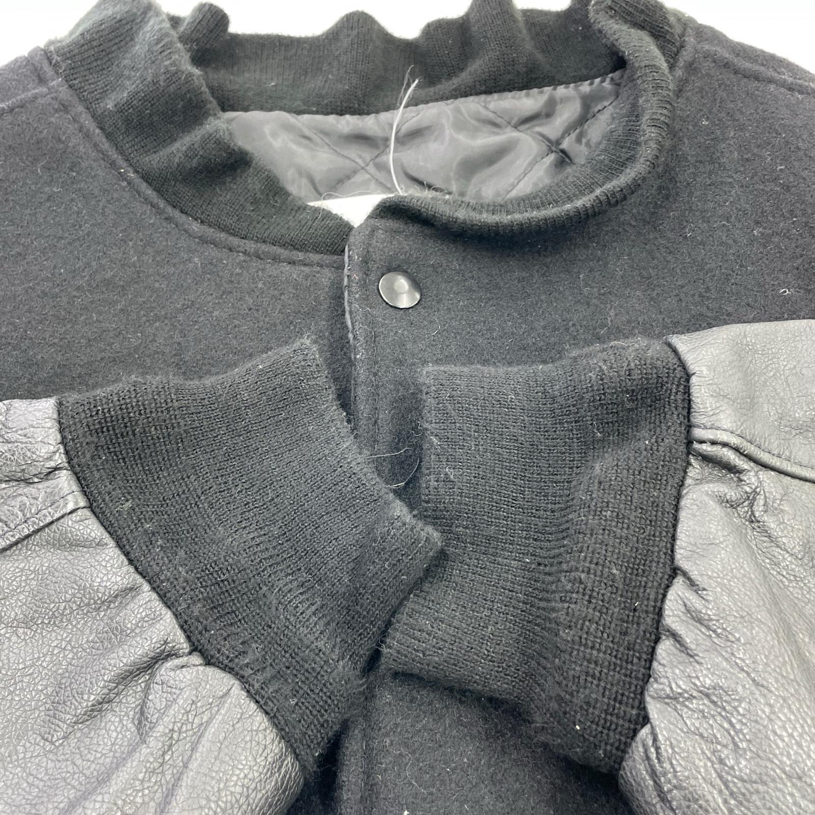 ブルゾン EXCELLED 袖レザースタジャン XXL 黒 ブラック