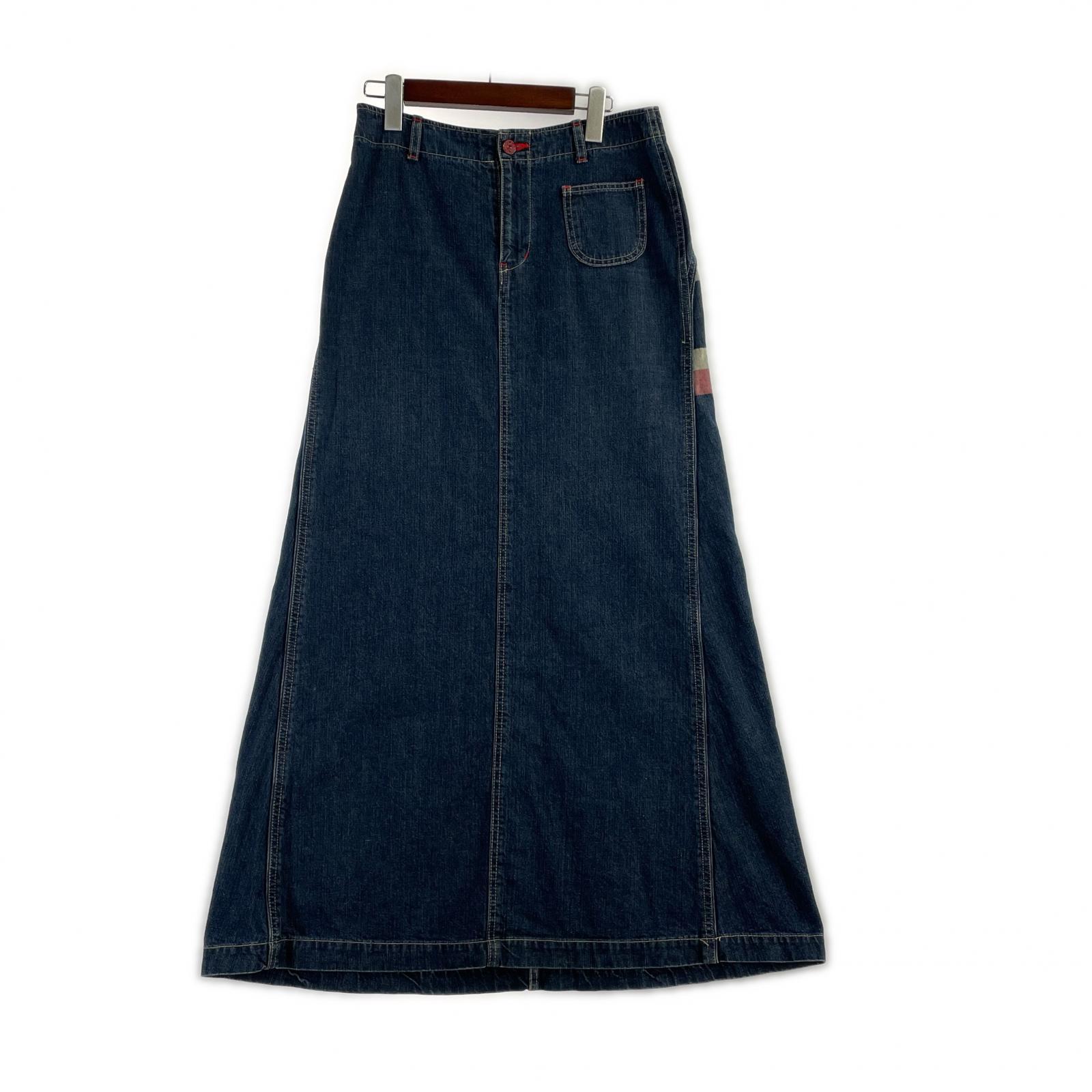 ロングスカート デニムロングスカート(M) M ネイビー