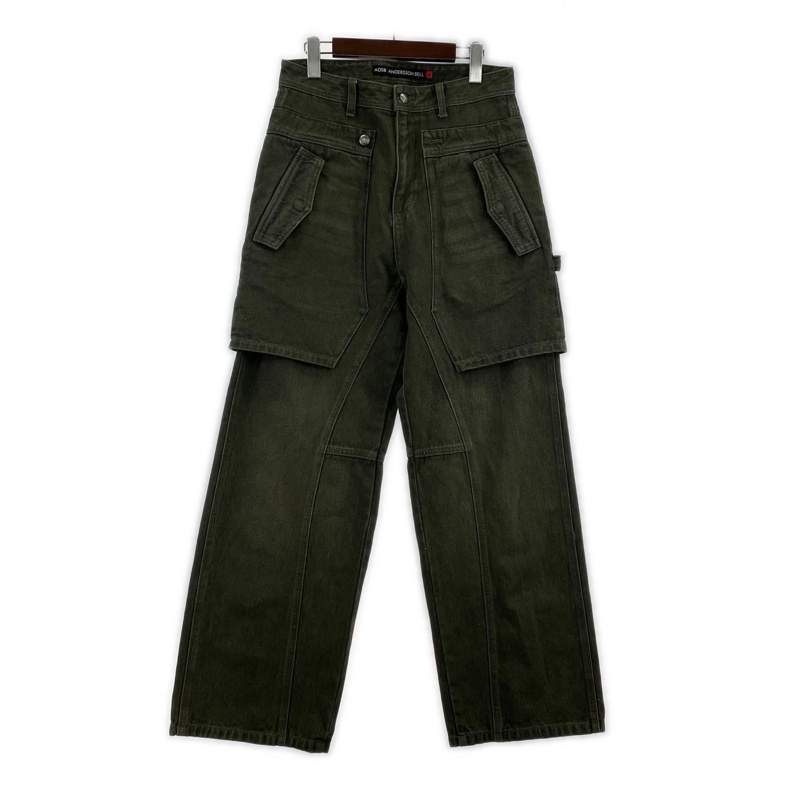 パンツ RAPTOR LAYERED WIDE-LEG JEANS カーキ W30 28 カーキ
