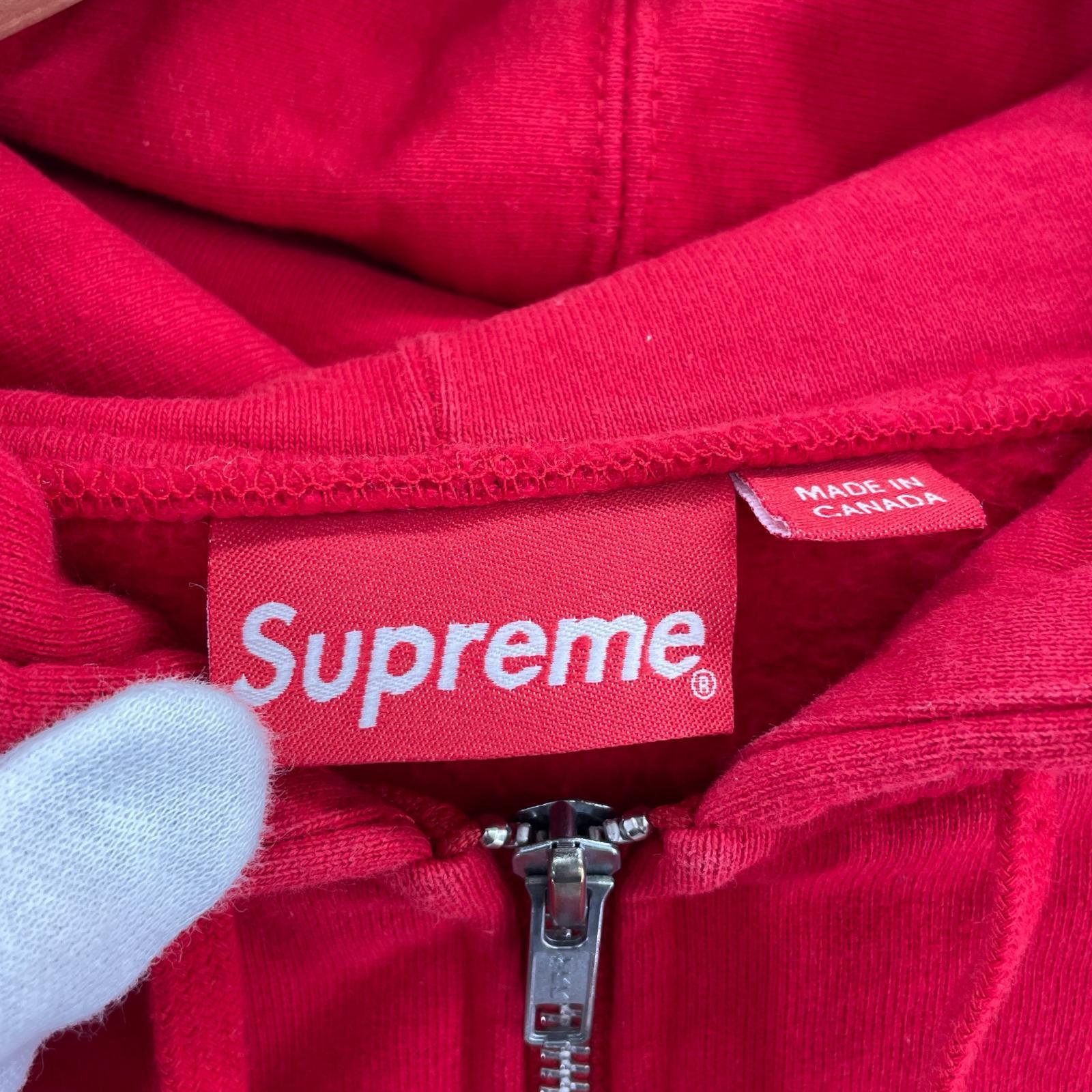 パーカー supreme small box logo zip up hoodie RED L レッド