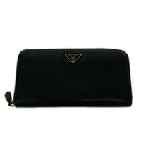 PRADA サフィアーノレザー トライアングルプレート 長財布 黒