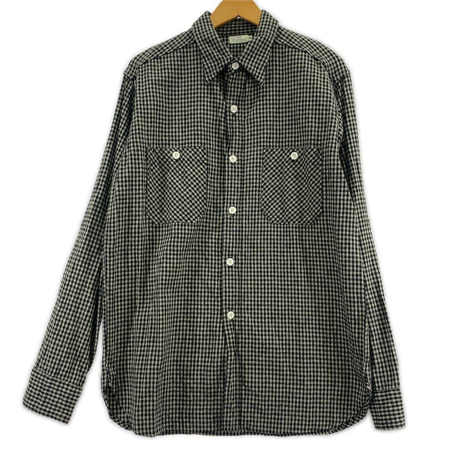 長袖シャツ WAREHOUSE DUCK DIGGER コットンチェックシャツ (38) ブラック