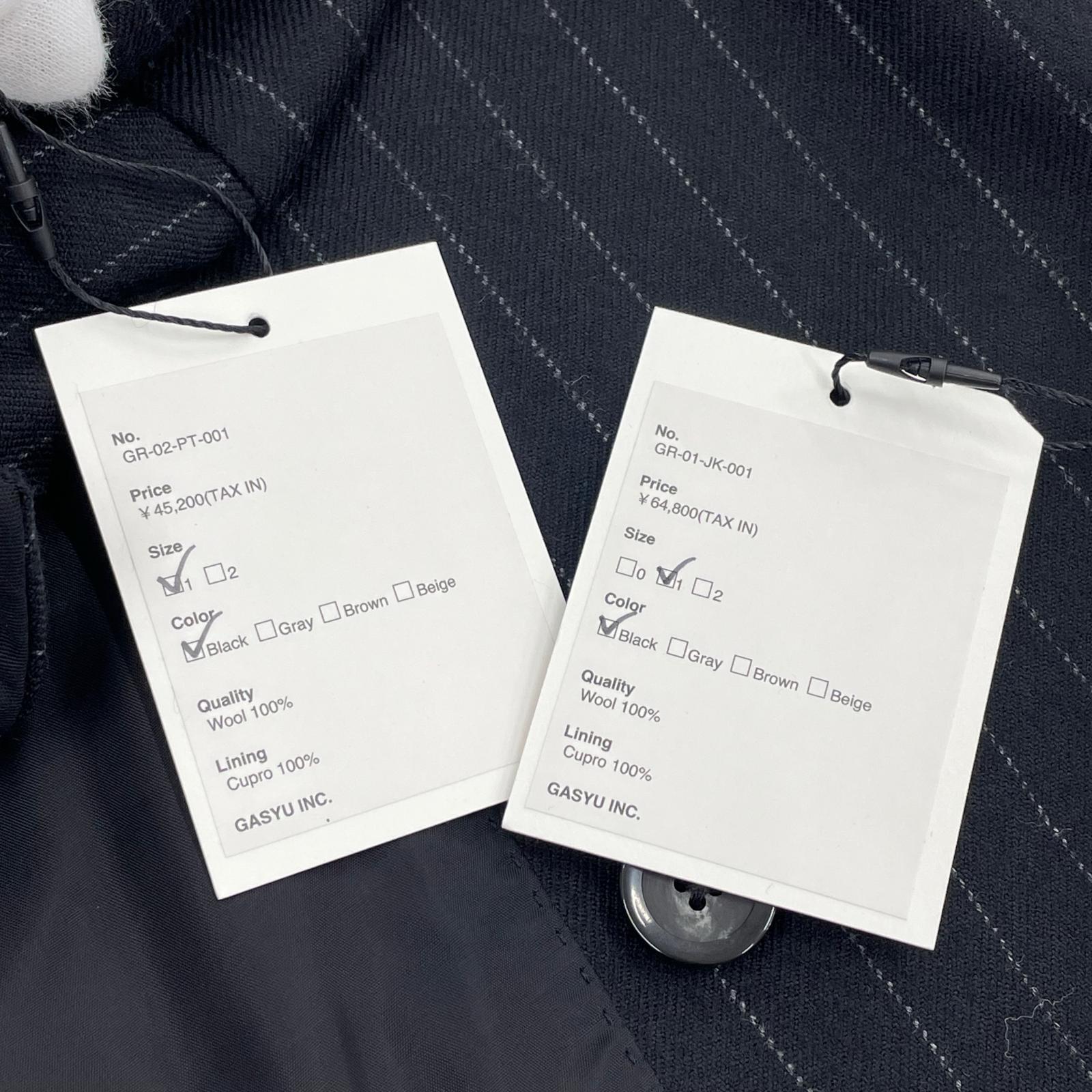 ジャケット GROSGRAIN ウール ストライプセットアップ 1 グレー 1 ブラック