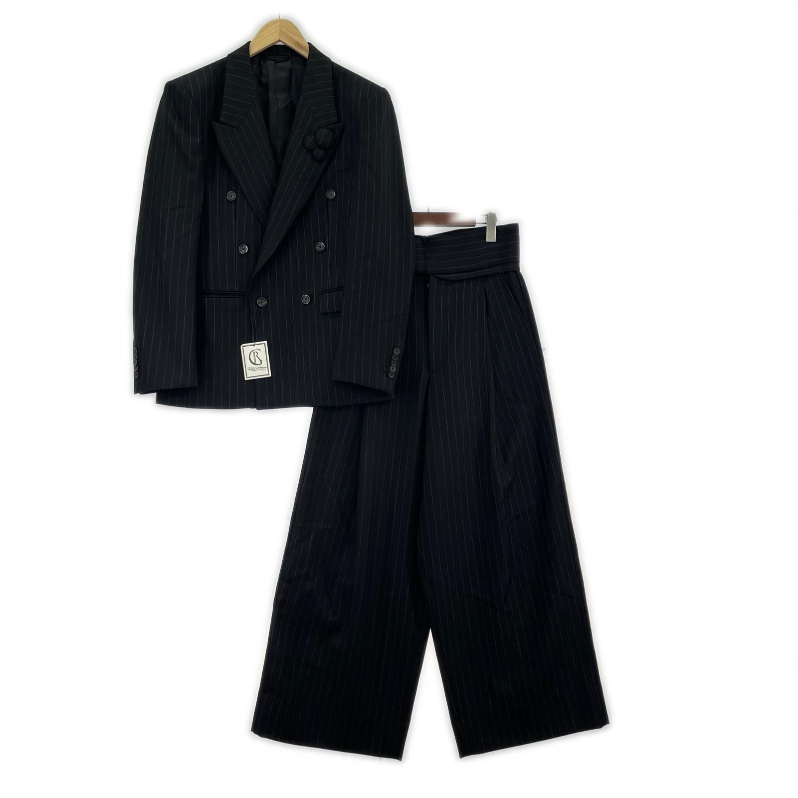 ジャケット GROSGRAIN ウール ストライプセットアップ 1 グレー 1 ブラック