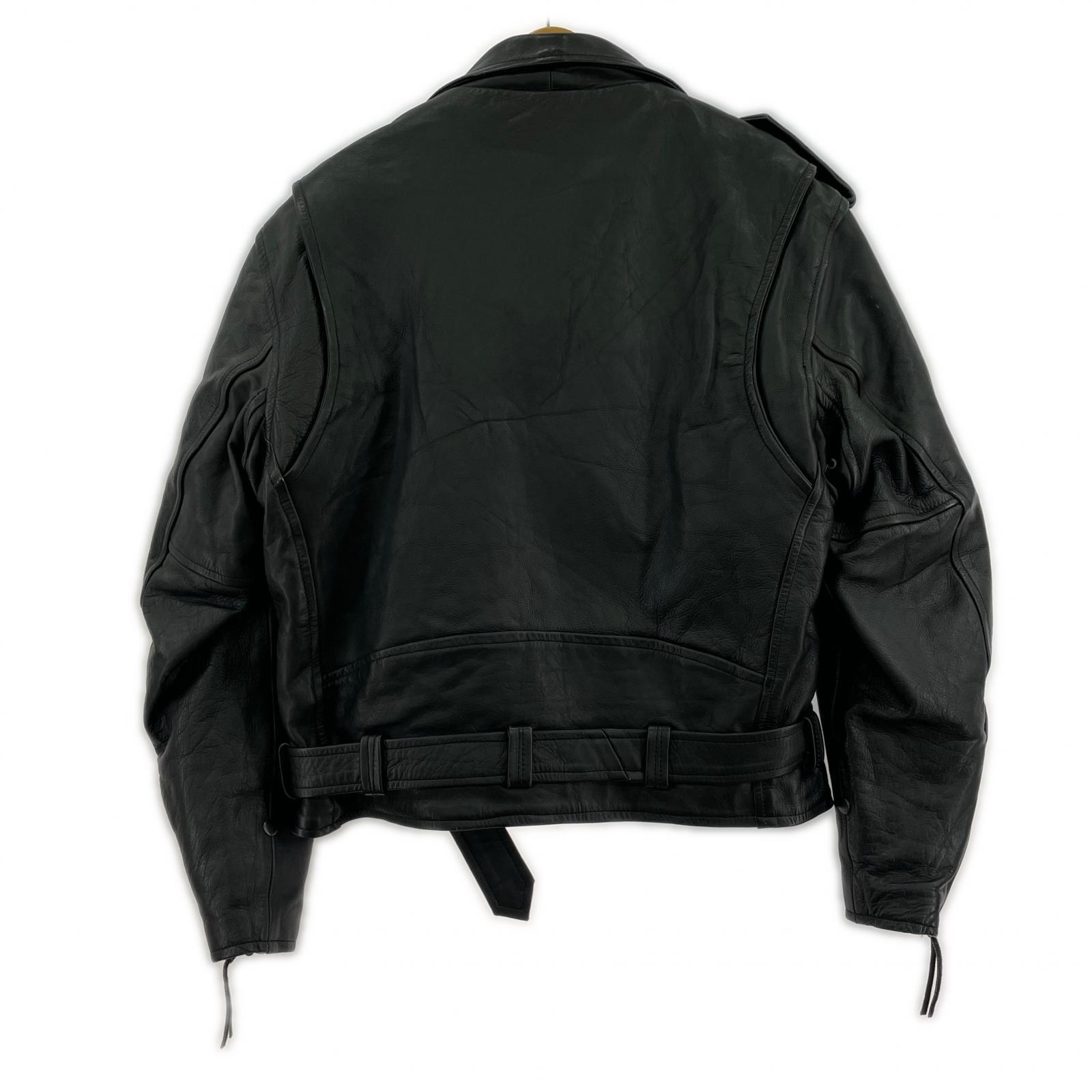 レザージャケット FIRST Genuine Leather ライナー付 ダブル 42 42 ブラック