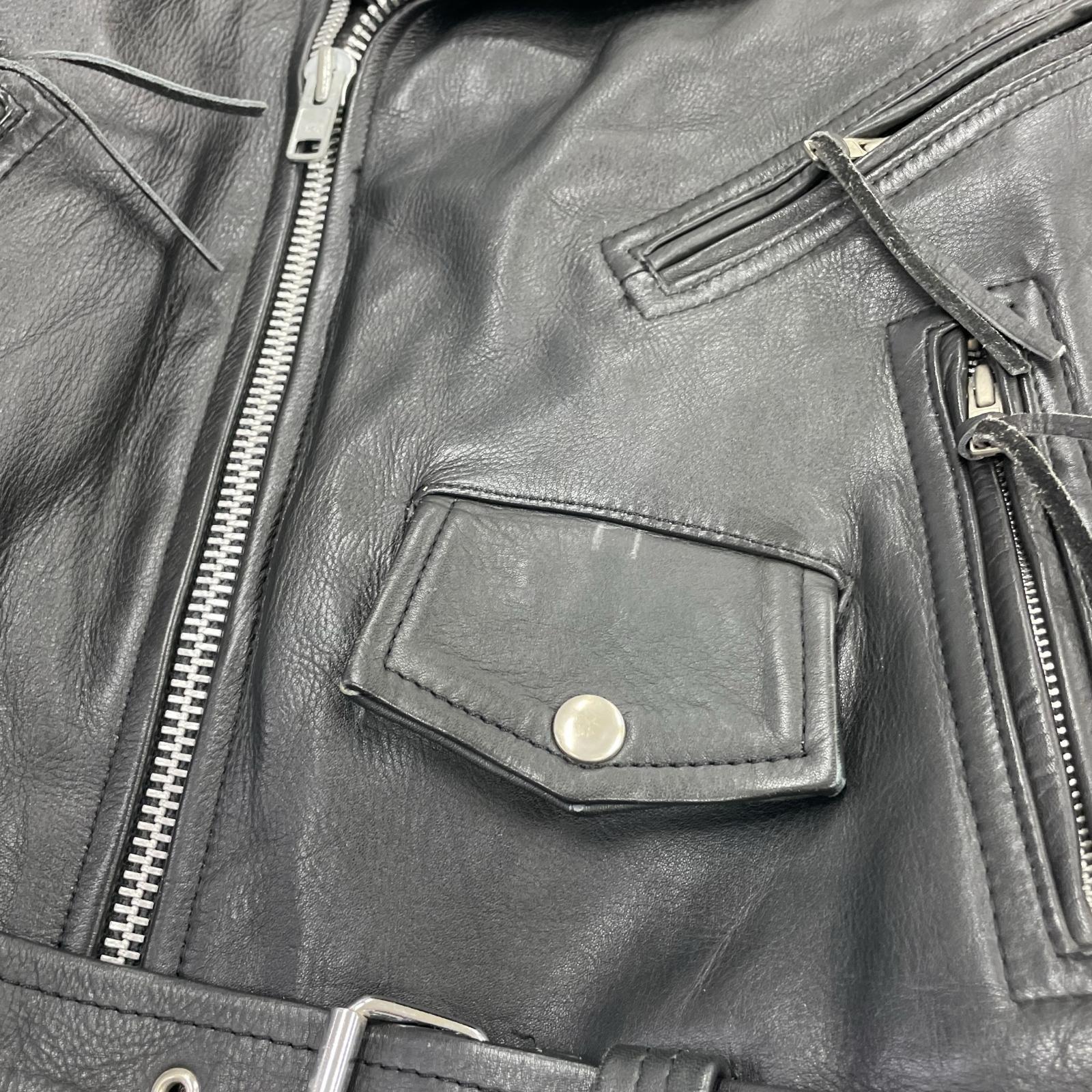 レザージャケット FIRST Genuine Leather ライナー付 ダブル 42 42 ブラック