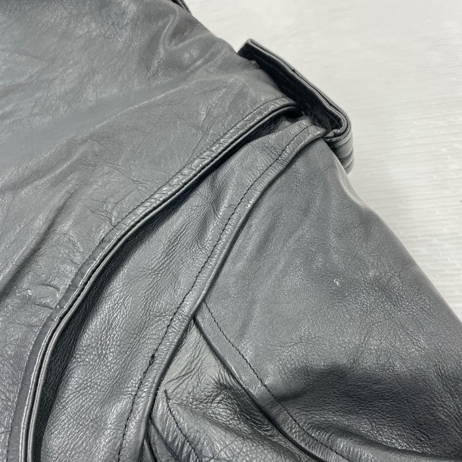 レザージャケット FIRST Genuine Leather ライナー付 ダブル 42 42 ブラック