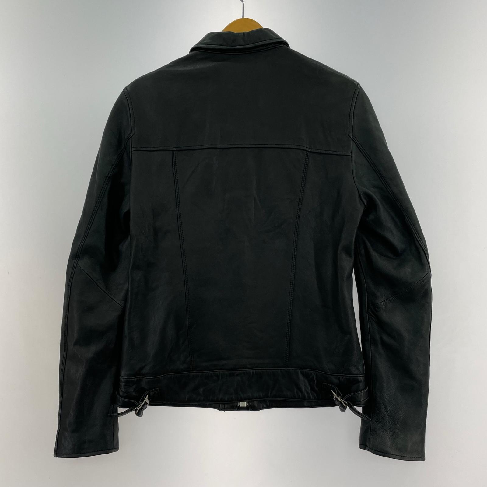 レザージャケット ラムレザー シングルライダースジャケット 黒 M M ブラック
