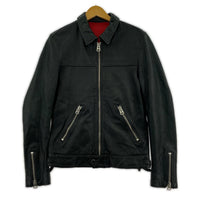 レザージャケット ラムレザー シングルライダースジャケット 黒 M M ブラック