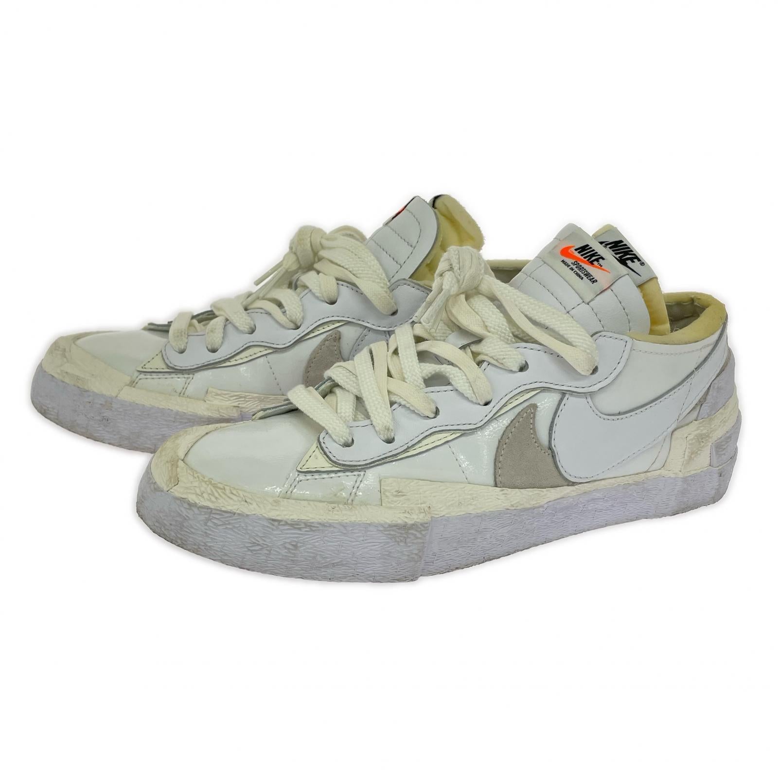 スニーカー NIKE×sacai Blazer Low White Patent Leather DM6443-100 (27) 27cm (US9 UK8 1/2 EU44) ホワイト