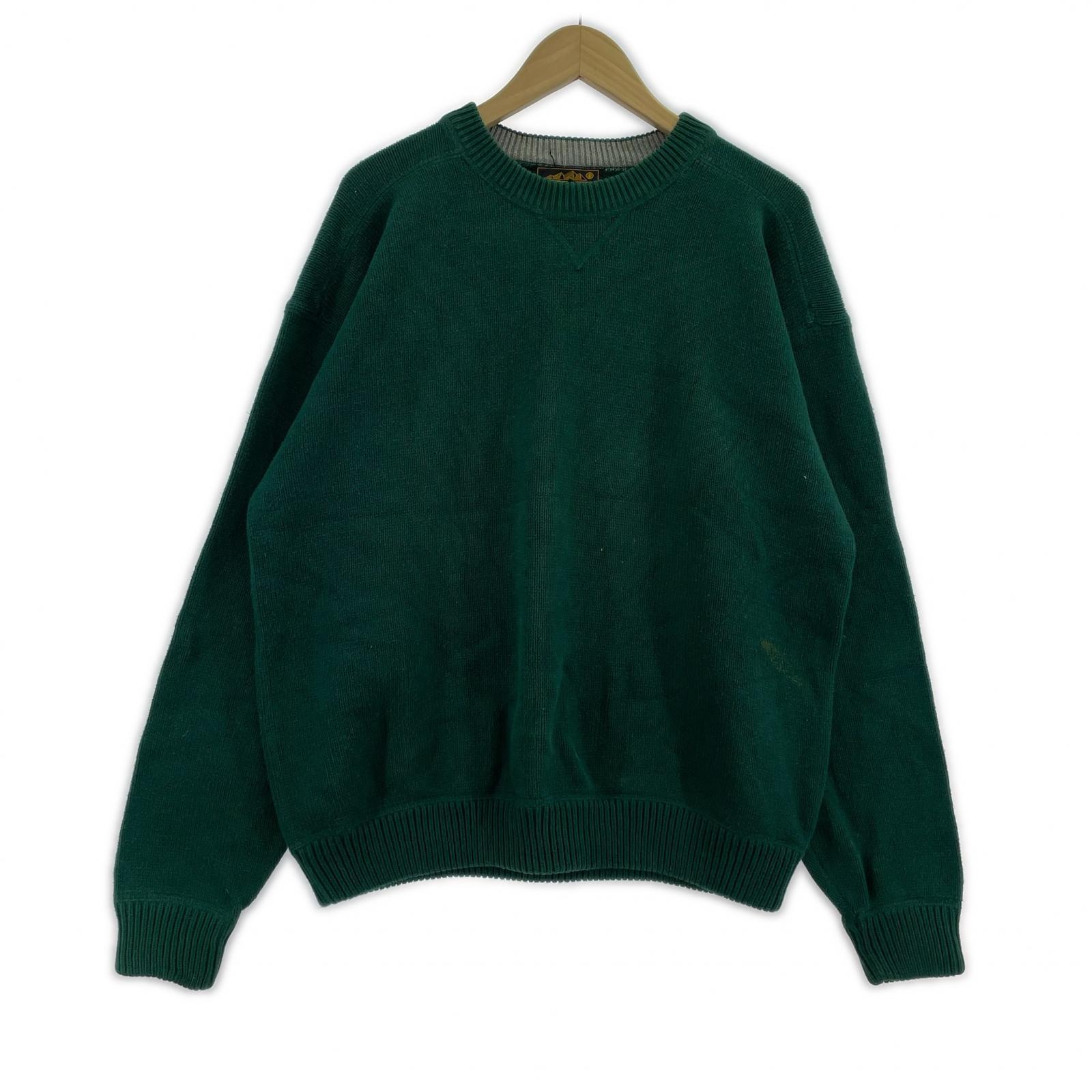 ニット 80s 黒タグ コットンニット グリーン(L) L