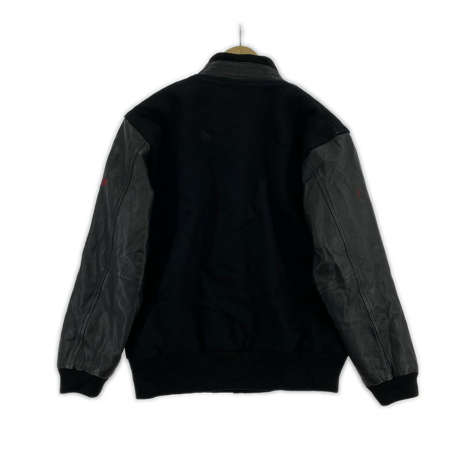 ジャケット 90s CANADA SPORTSWEAR 袖レザー スタジャン(L) L ブラック