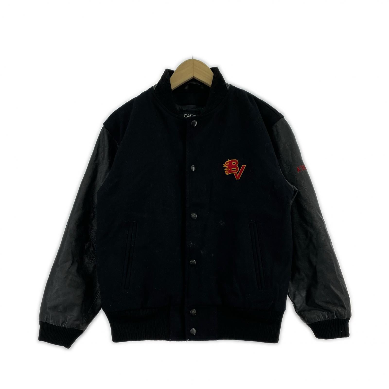 ジャケット 90s CANADA SPORTSWEAR 袖レザー スタジャン(L) L ブラック
