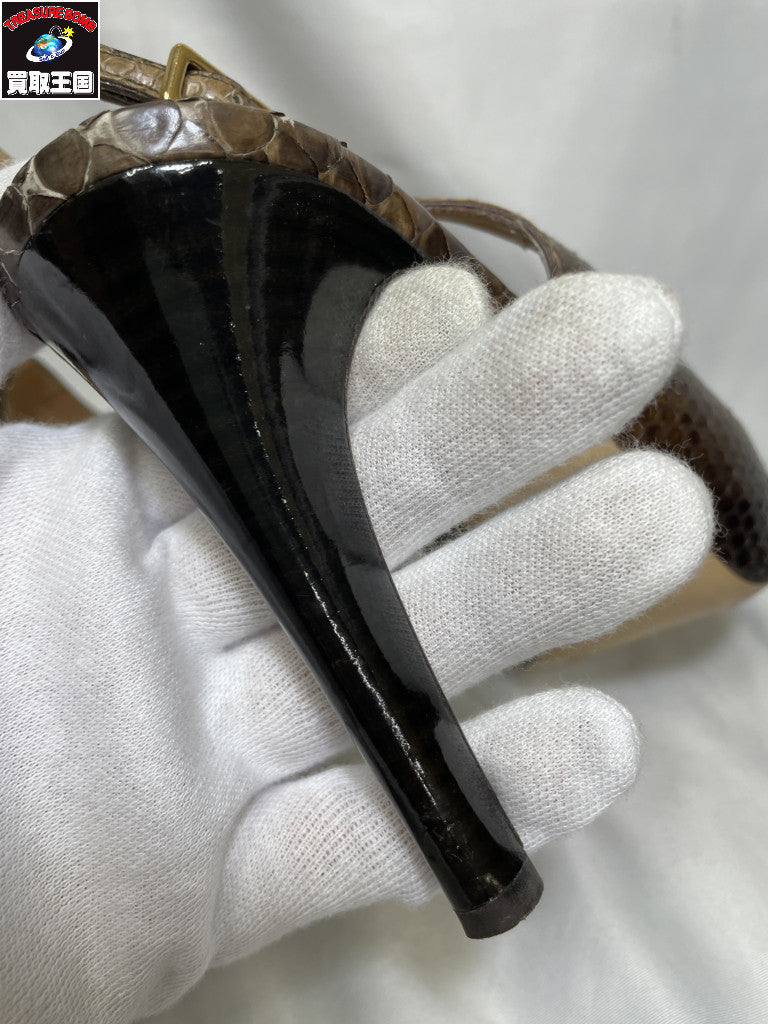 ヴェラ 型押し サンダル クロコダイル