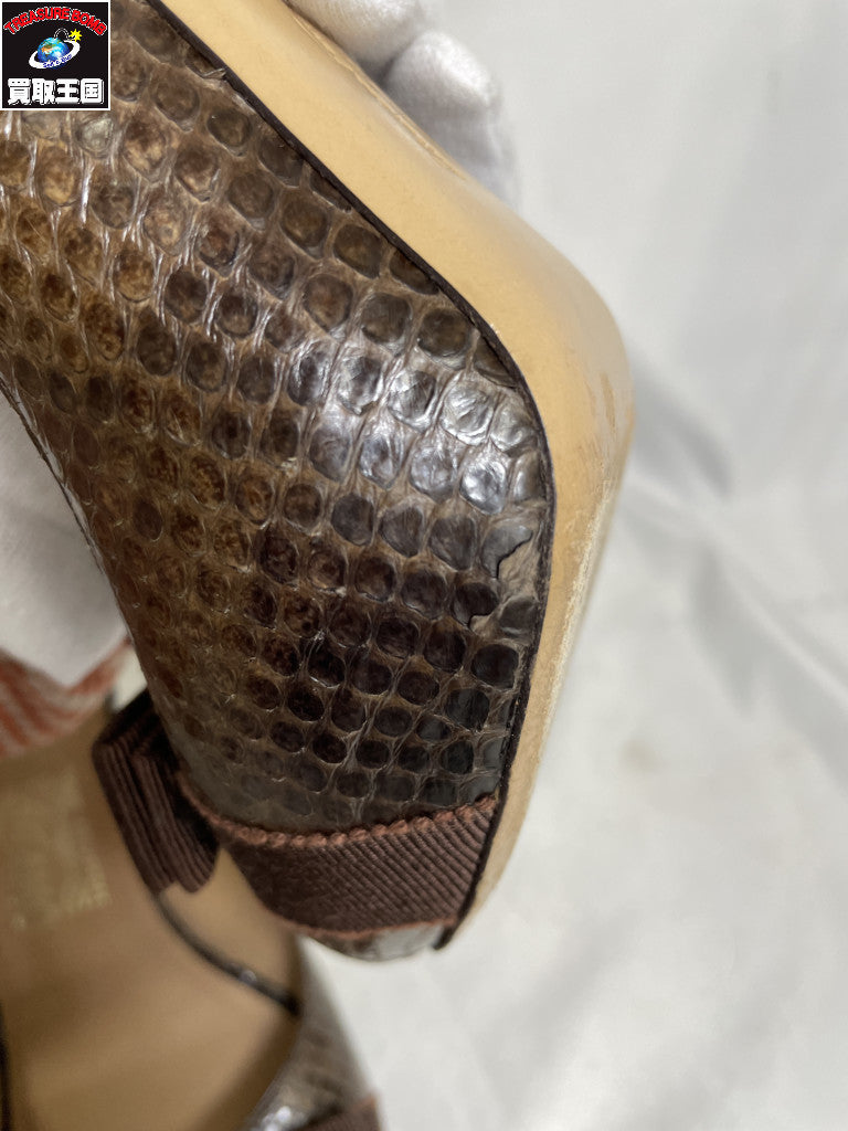ヴェラ 型押し サンダル クロコダイル