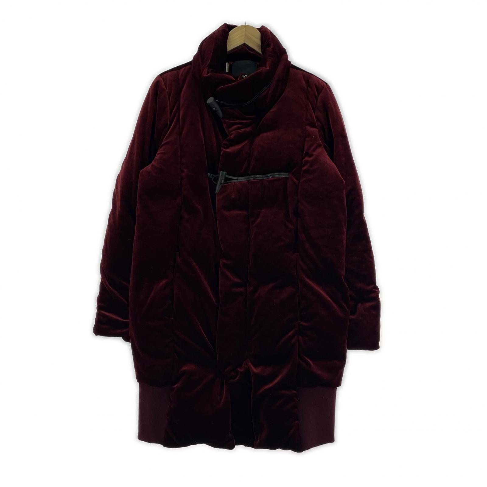 ダウンジャケット TRIACETATEVELOURTOGGLEDOWNCOAT レッド