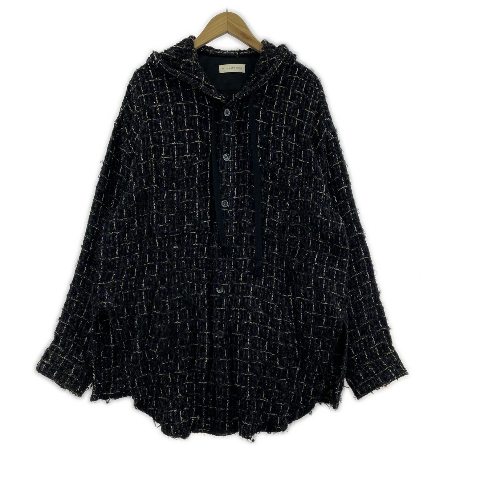 ジャケット FAITH CONNEXION ツイードフーデッドジャケット S ネイビー S ネイビー