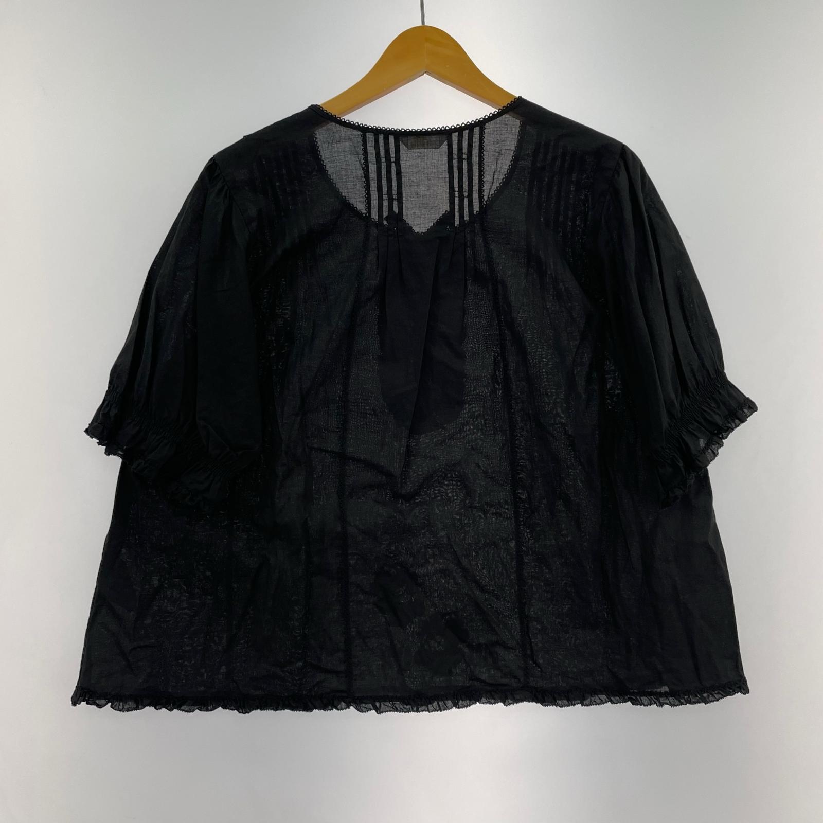 半袖シャツ チェリー刺繍 ブラック