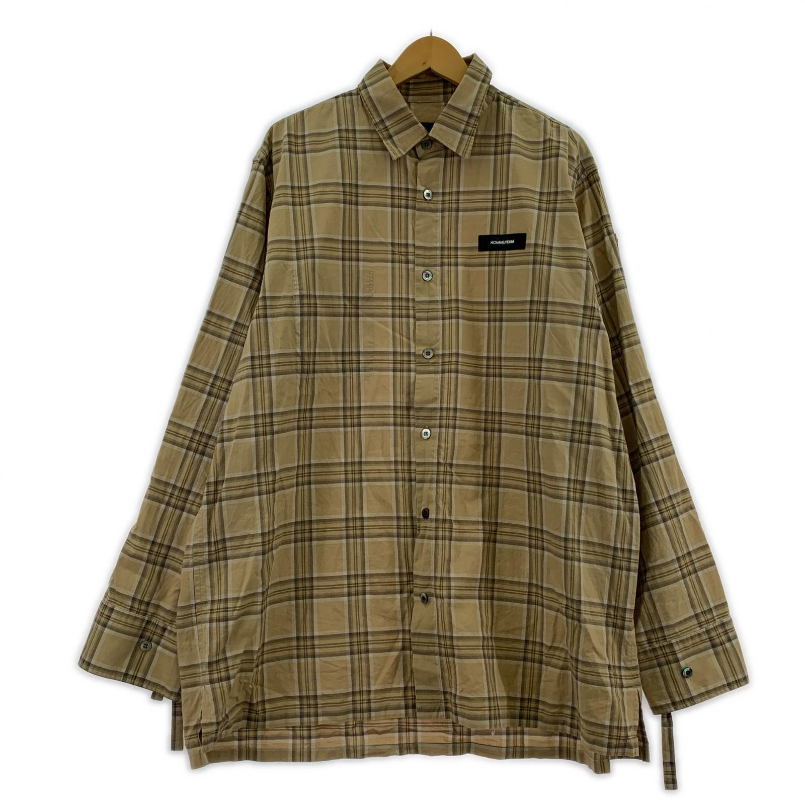 長袖シャツ SYU.HOMME/FEMME チェック ベージュ ベージュ