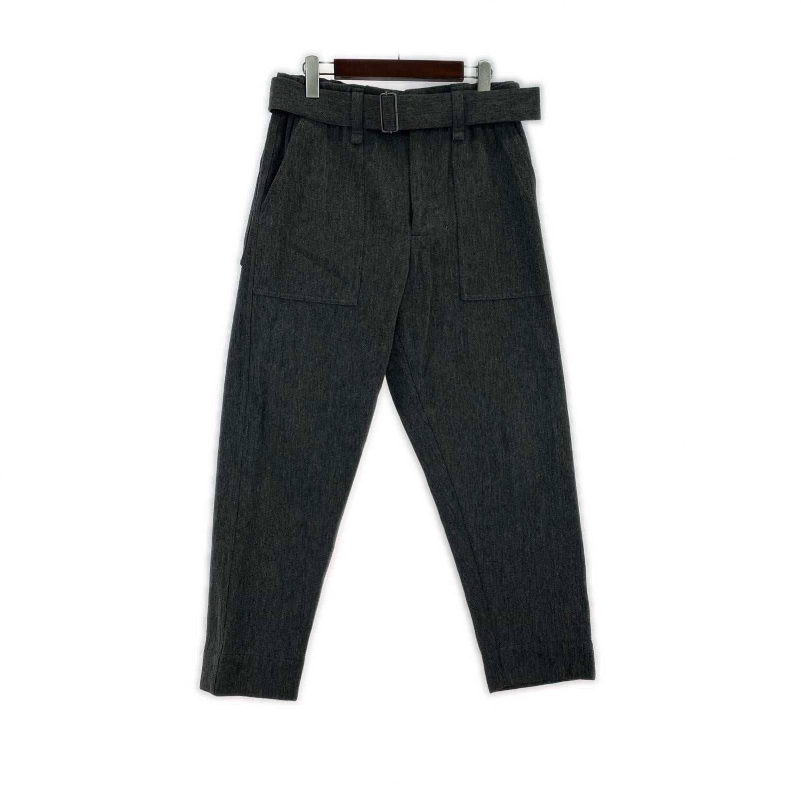 パンツ MEN ベルテッド ウールベイカーパンツ グレー 2 2 グレー