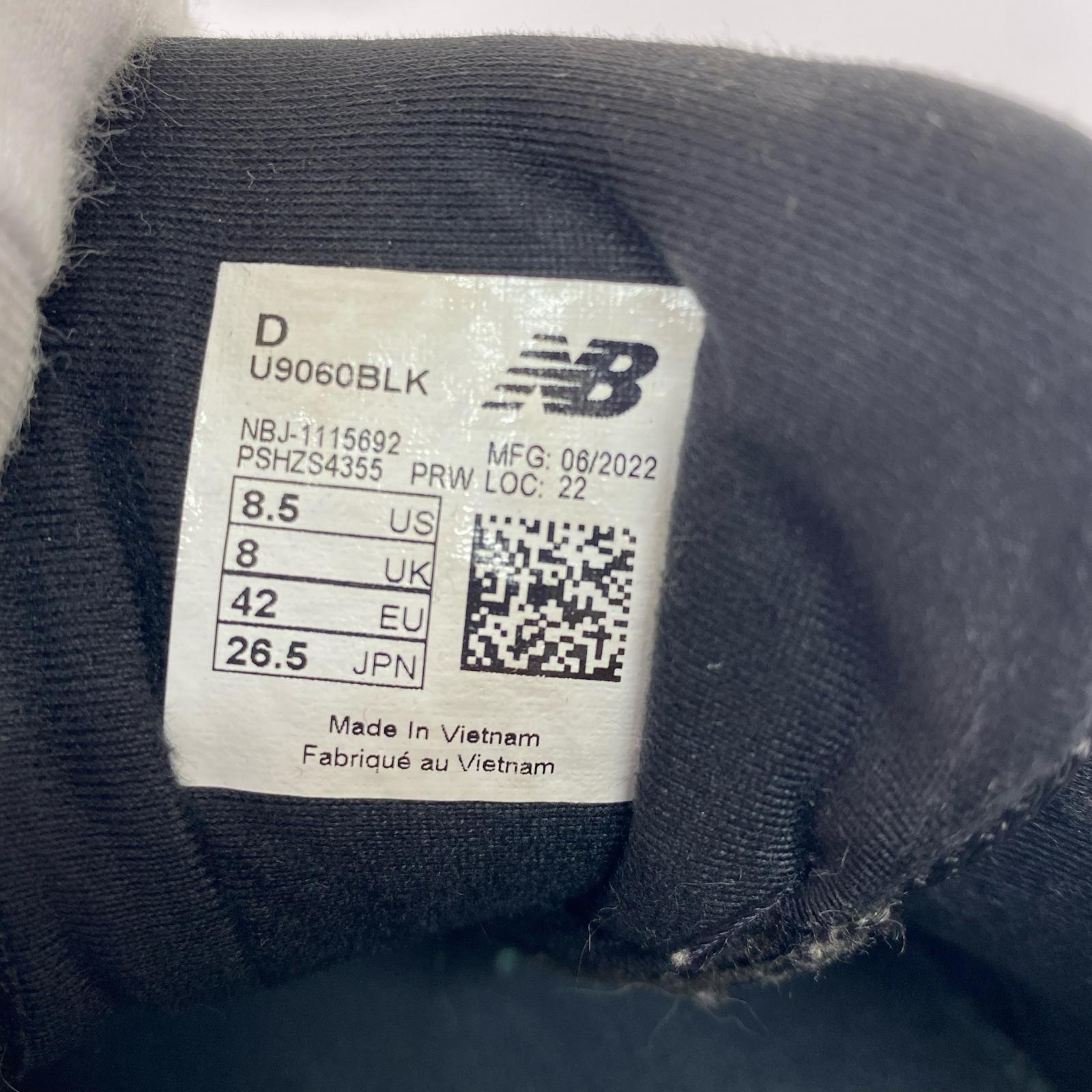スニーカー NEW BALANCE U9060BLK 黒 (26.5) 26.5cm (US8 1/2 UK8 EU43) ブラック