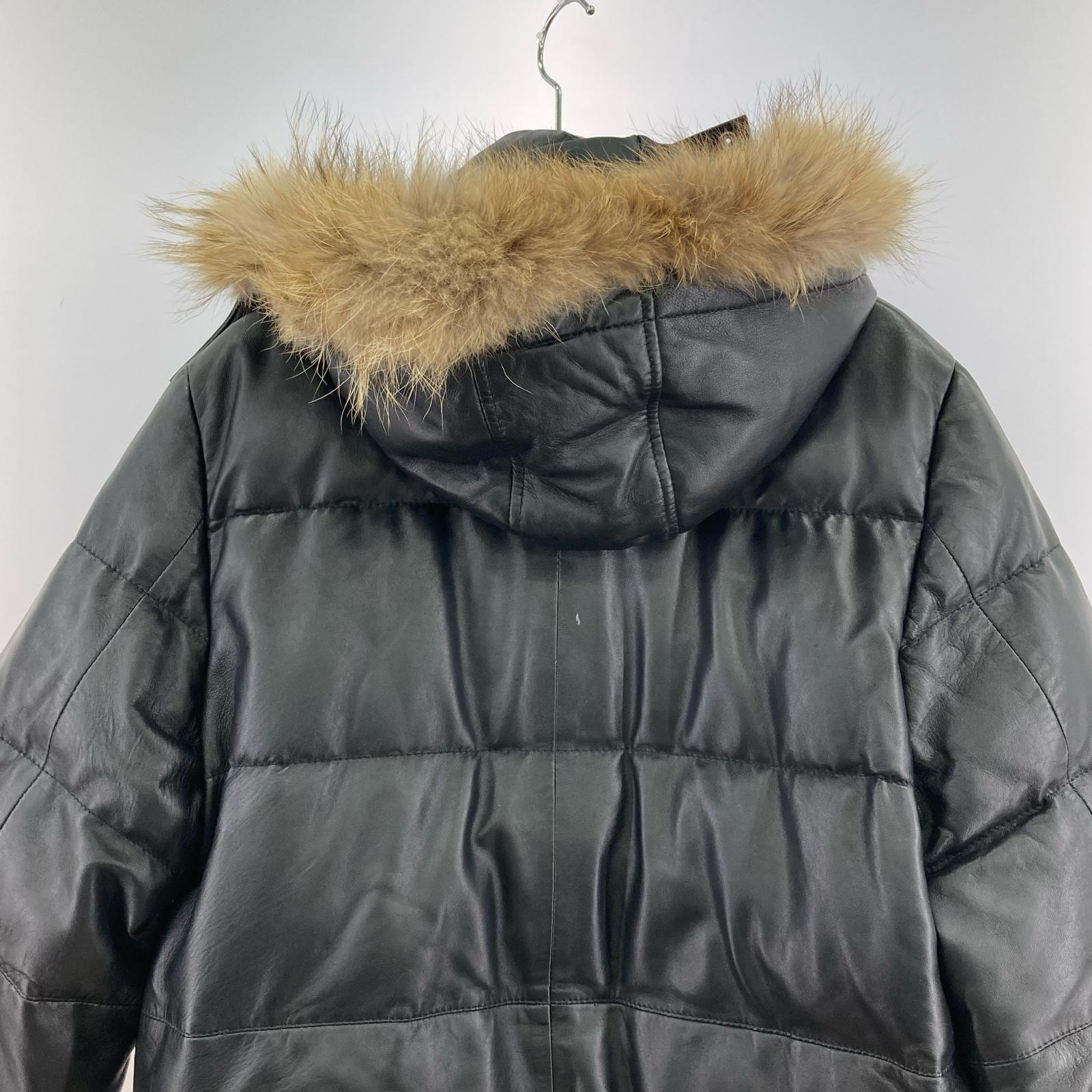 ジャケット Liugoo Leathers ファーレザーダウンコート XL ブラック ブラック