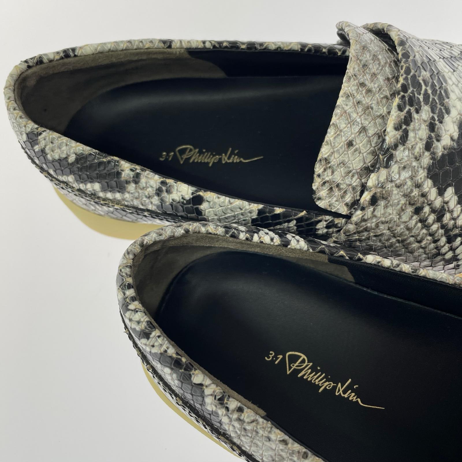 シューズ 3.1 Phillip Lim パイソン フラットシューズ ブラック