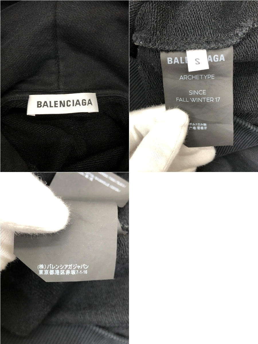 BALENCIAGA フードロゴスウェットプルオーバーパーカー (S)