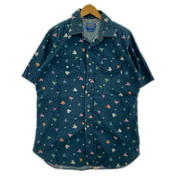 半袖シャツ ウエスタンシャツ 総柄 緑(L) L グリーン