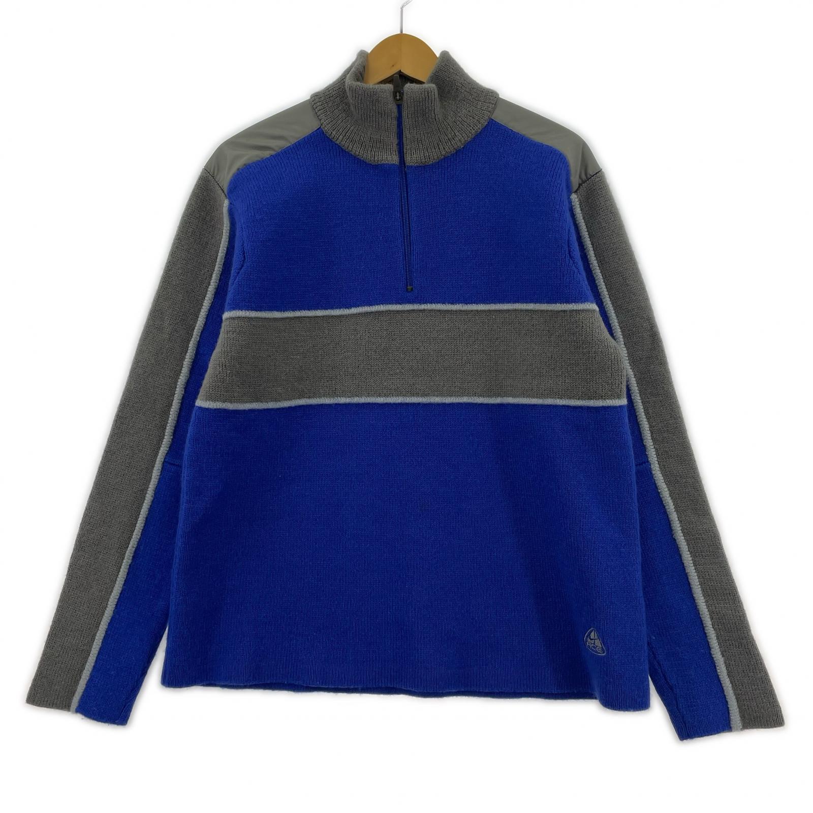 ニット 00s ACG ハーフジップボーダーニット ブルー(L) L ブルー