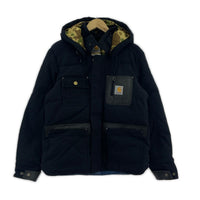 ダウンジャケット ×Carhartt フード付きダウンジャケット ブラック (S) S ブラック