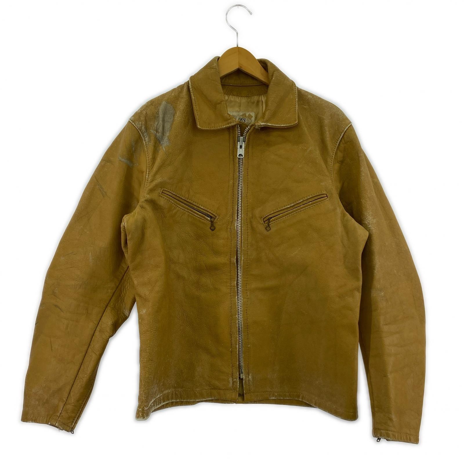 レザージャケット 60s Bates Single Riders Jacket M BEG M ベージュ