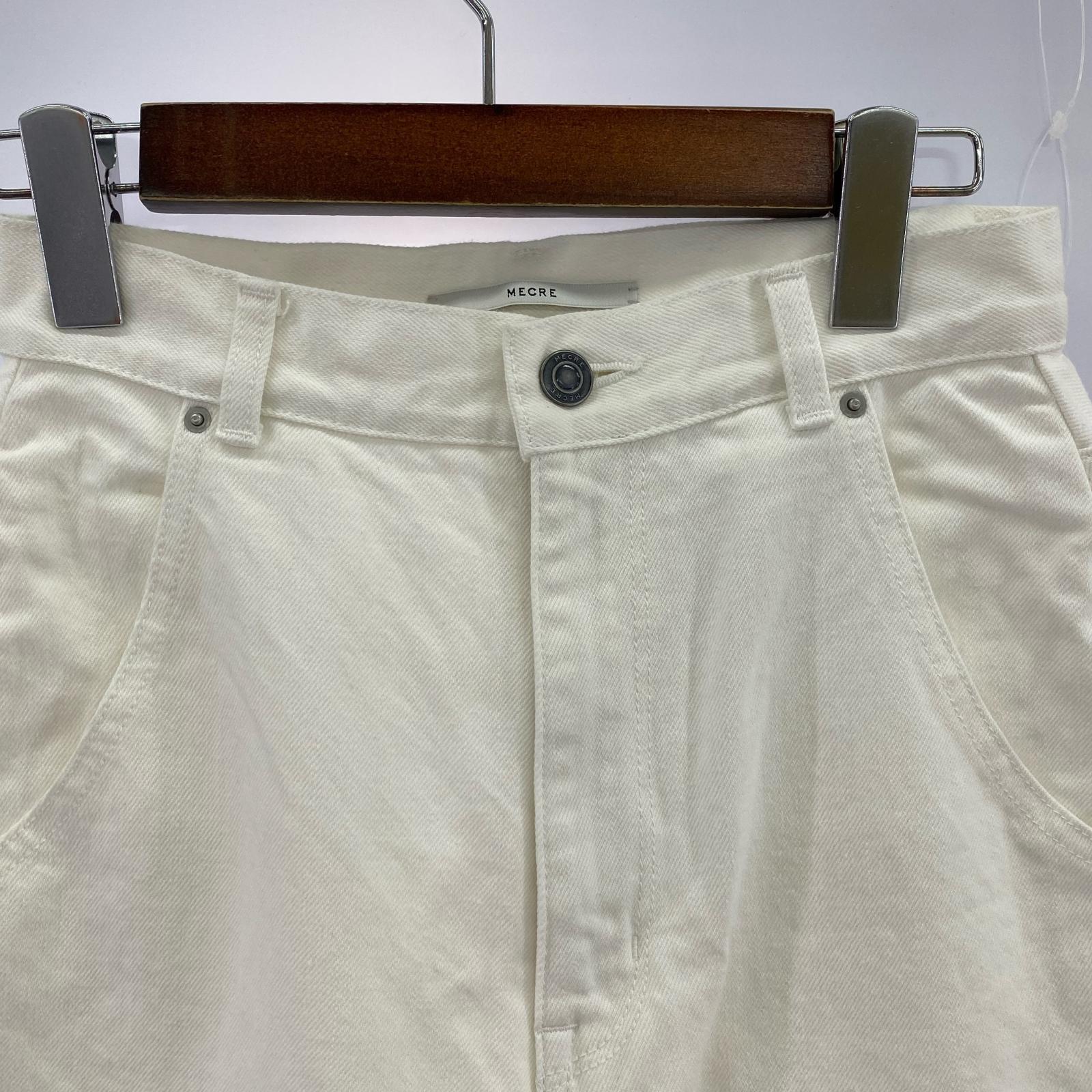 パンツ MECRE ロールアップコーティングデニムパンツ 白/シルバー(S) S ホワイト