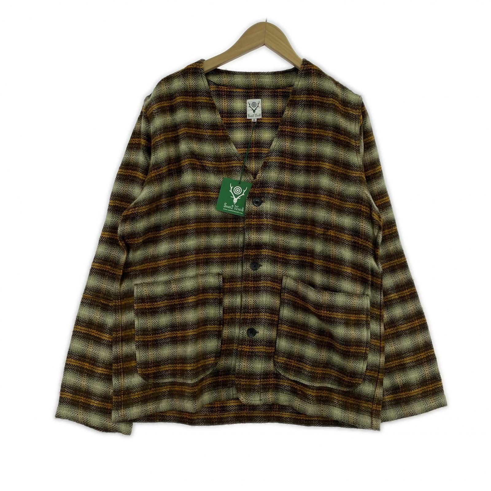 長袖シャツ South2 West8 V Neck Army Shirt S NS798 S ブラウン
