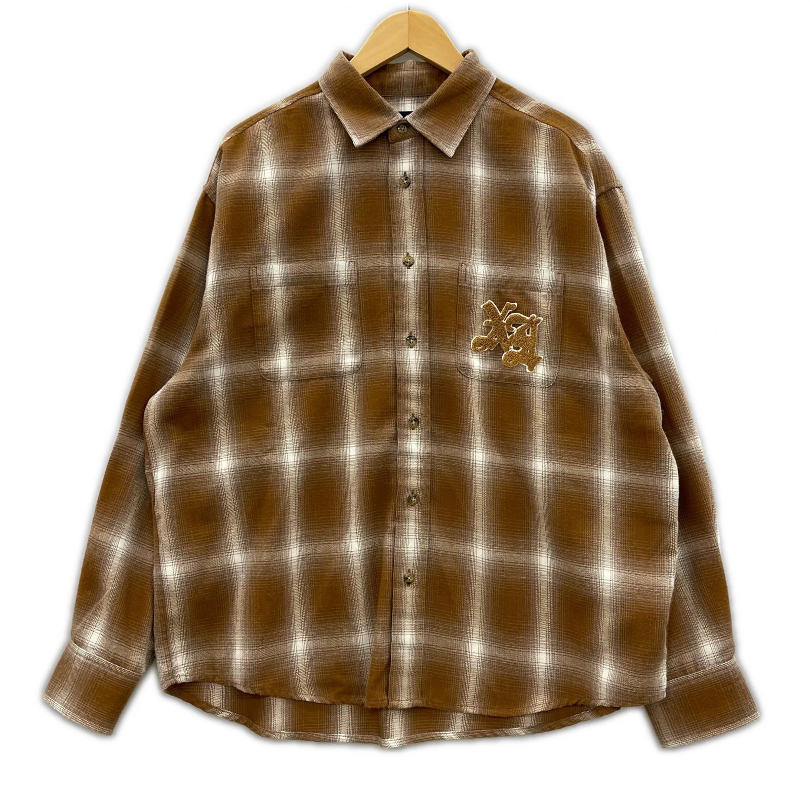 長袖シャツ XLARGE L/S オンブレチェックシャツ M M ブラウン