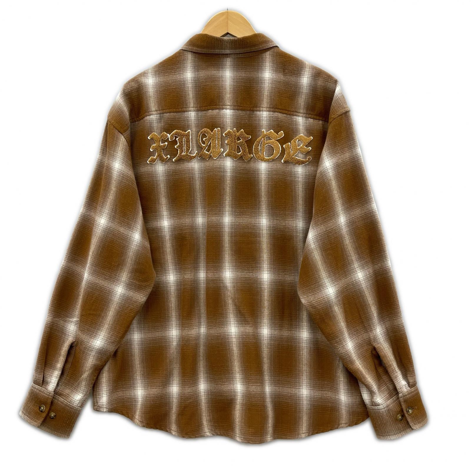 長袖シャツ XLARGE L/S オンブレチェックシャツ M M ブラウン