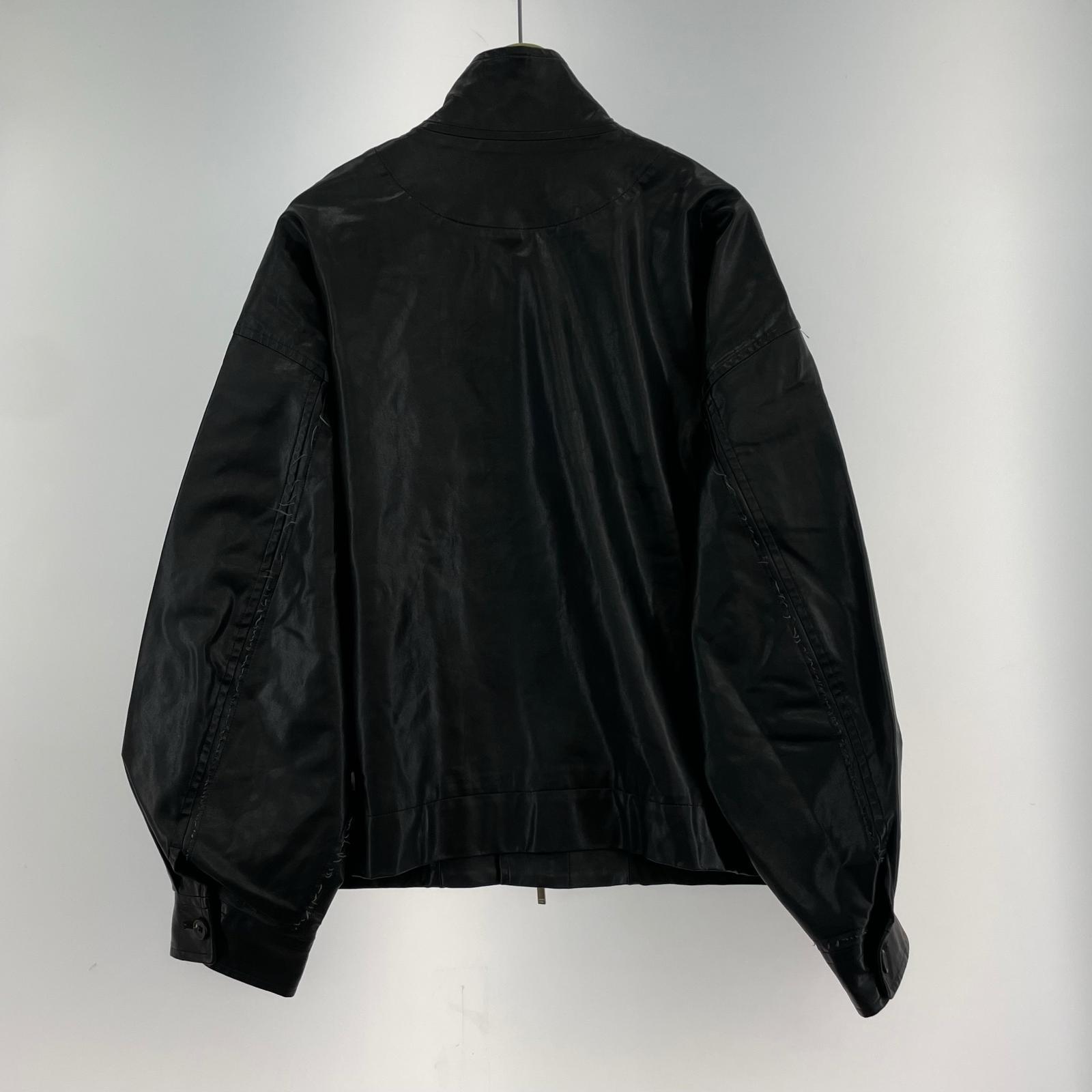 レザージャケット 20AW OVER SLEEVE FAKE LEATHER JACKET S S ブラック