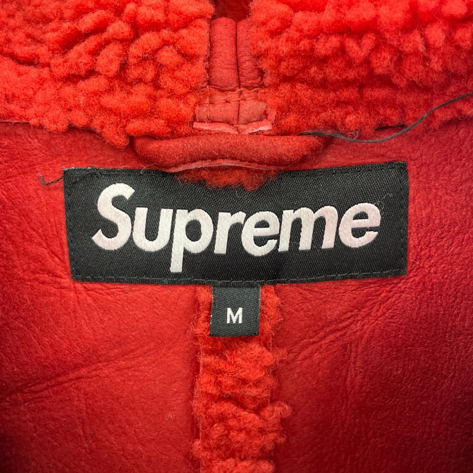レザージャケット 17AW Reversed Shearling Hooded 赤 (M) M レッド