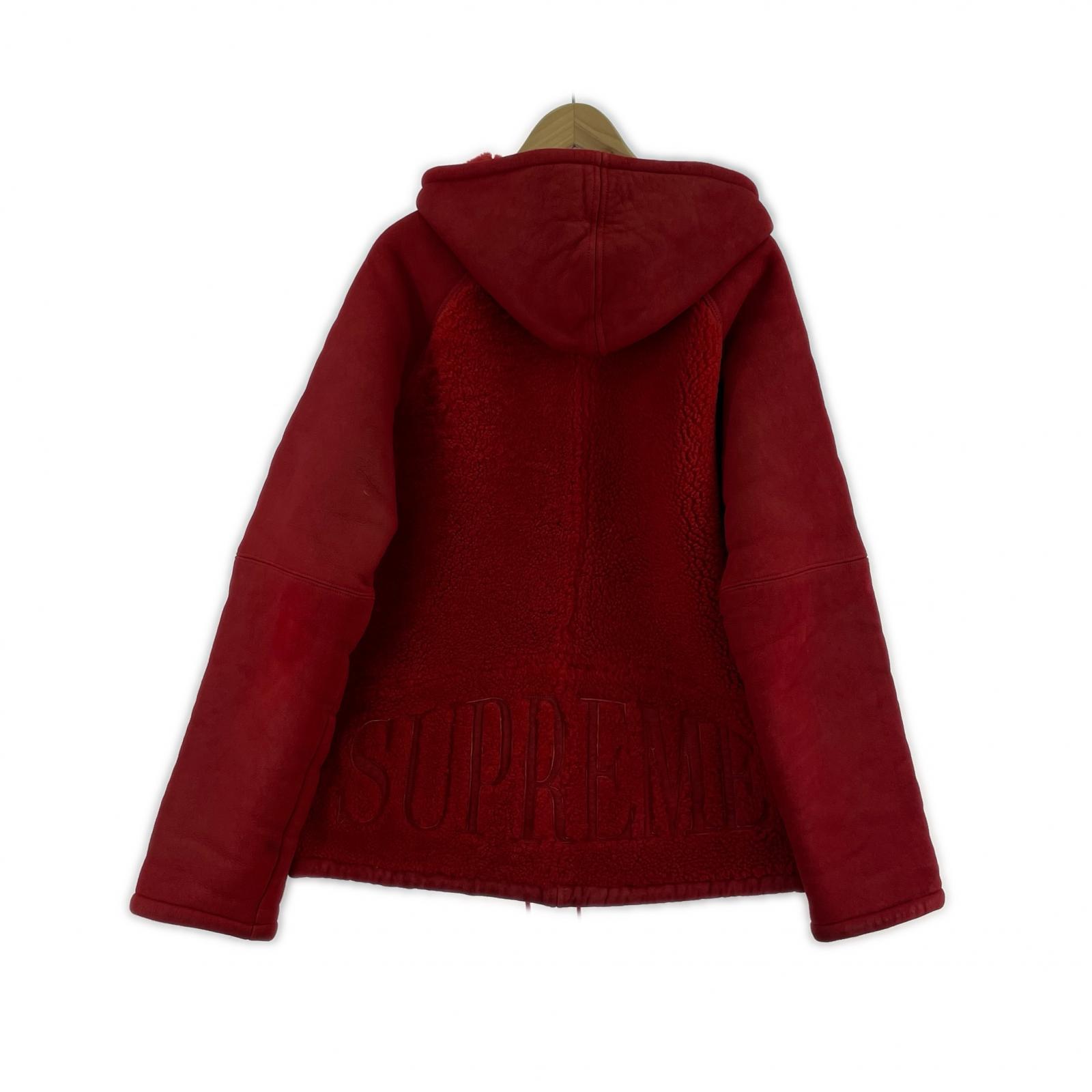 レザージャケット 17AW Reversed Shearling Hooded 赤 (M) M レッド