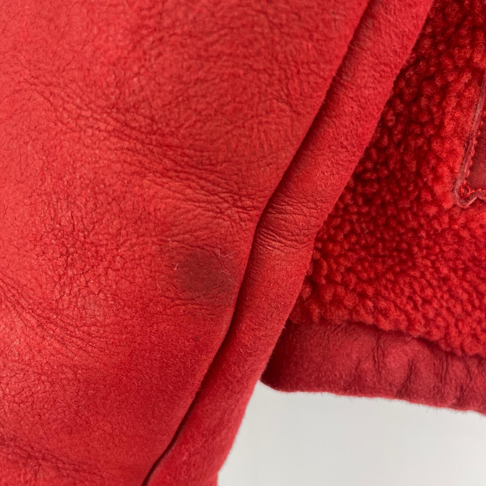 レザージャケット 17AW Reversed Shearling Hooded 赤 (M) M レッド