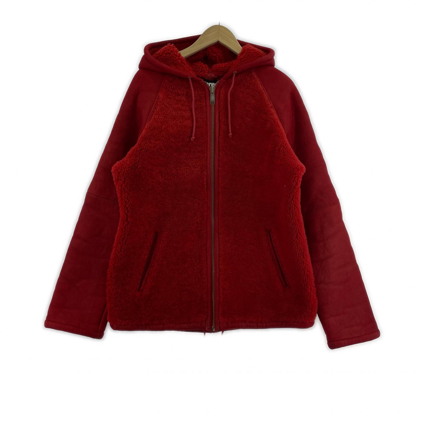 レザージャケット 17AW Reversed Shearling Hooded 赤 (M) M レッド