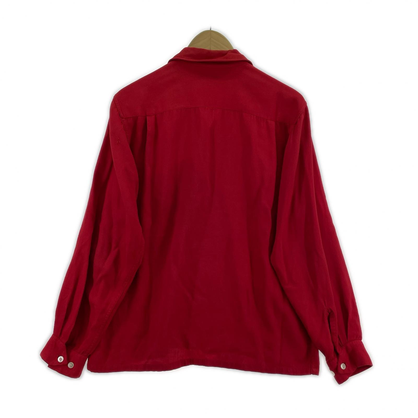 長袖シャツ 50s CAMPUS レーヨン ギャバジンシャツ (15-15.5 M) レッド M レッド