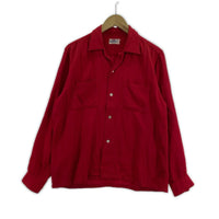 長袖シャツ 50s CAMPUS レーヨン ギャバジンシャツ (15-15.5 M) レッド M レッド