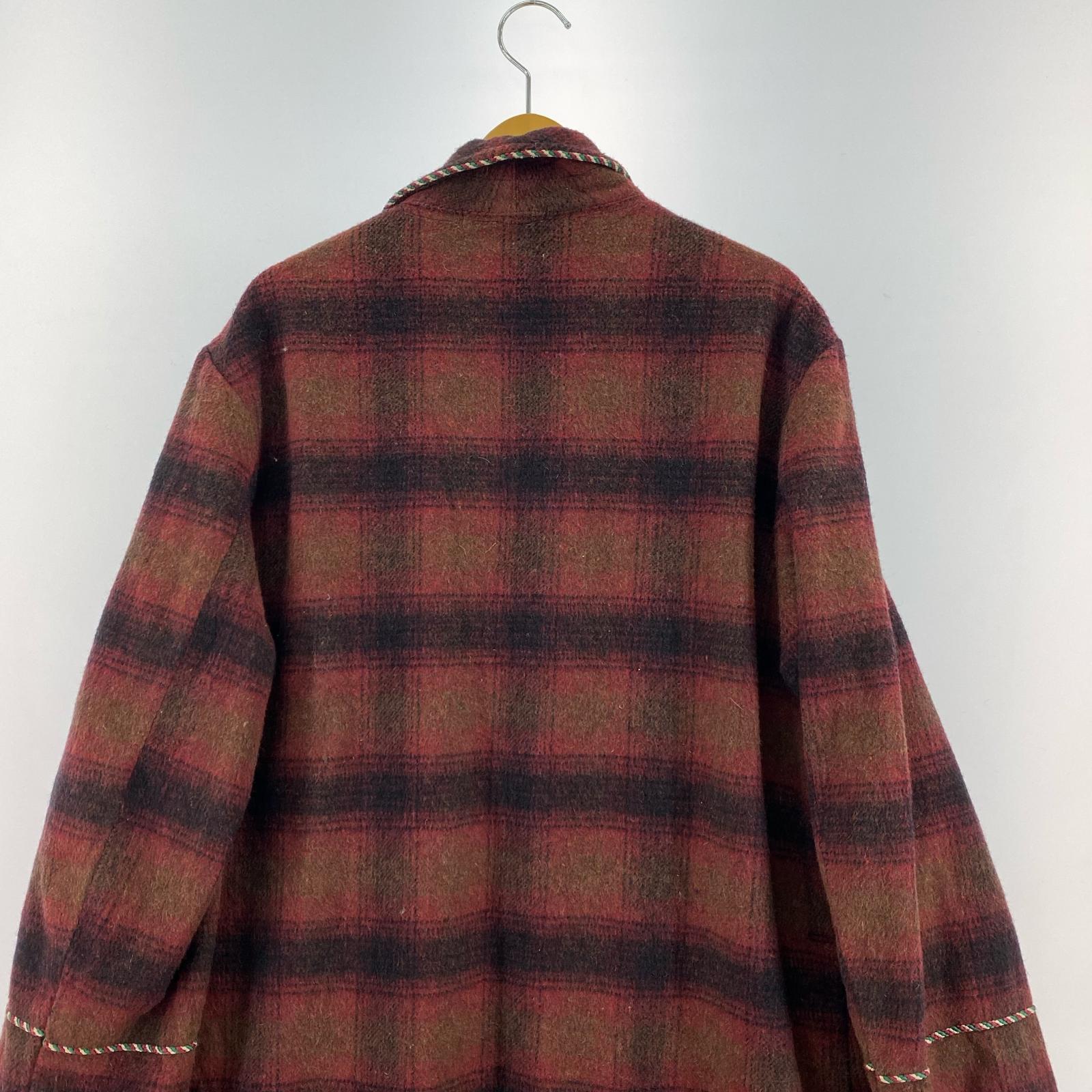 その他アウター 50s~60s スモーキングガウンコート チェック 赤 レッド