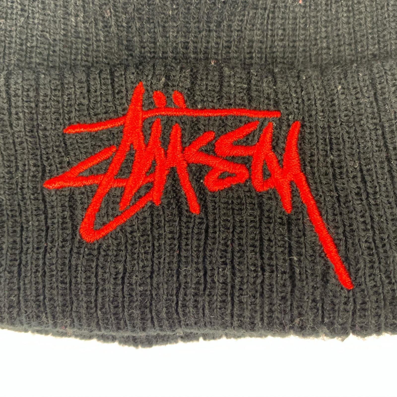 ニットキャップ Big Stock Cuff Beanie 黒赤 ブラック