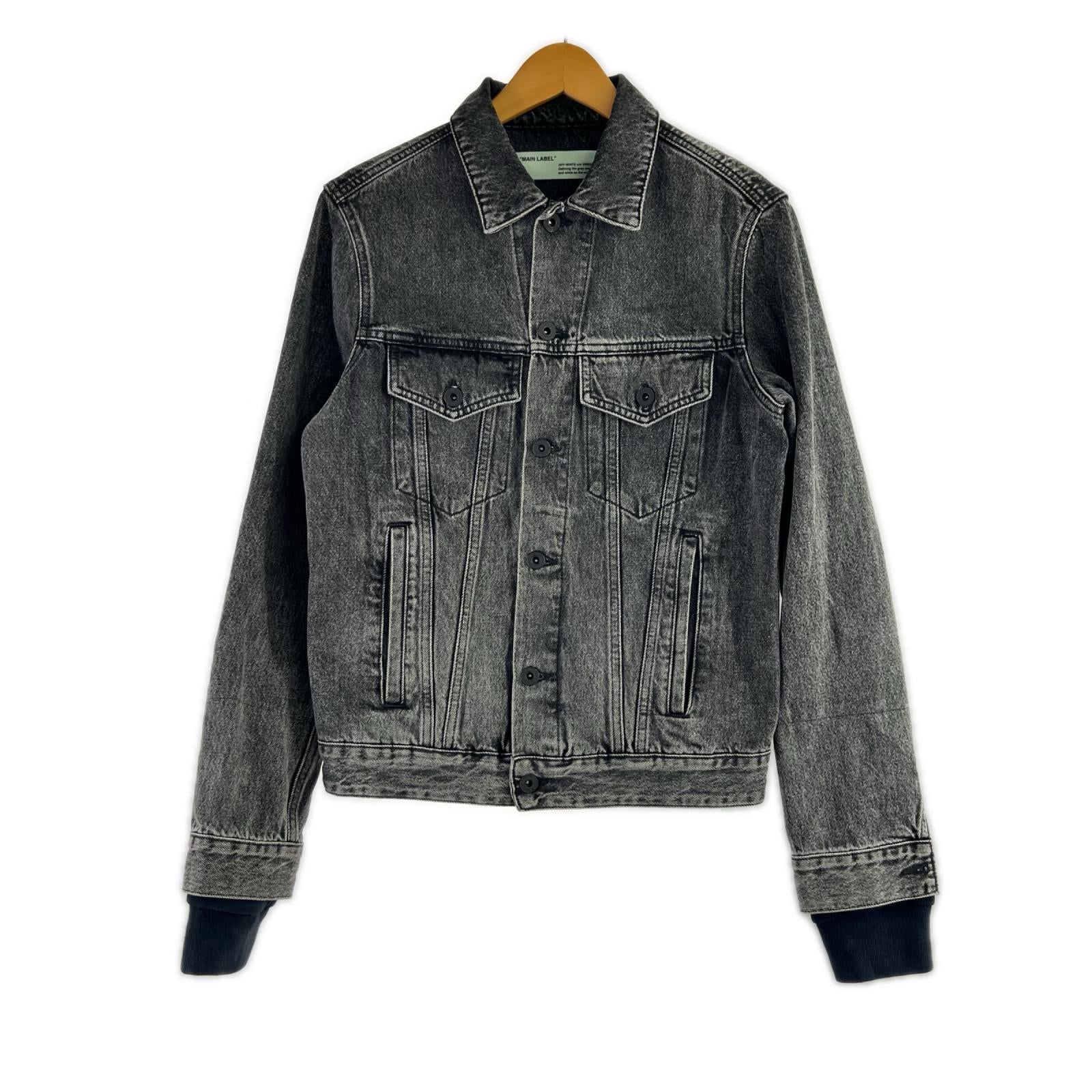 ジャケット OFF-WHITE Slim Denim Jacket With Fleece OMYE019R19C27012 黒 (XS) ブラック