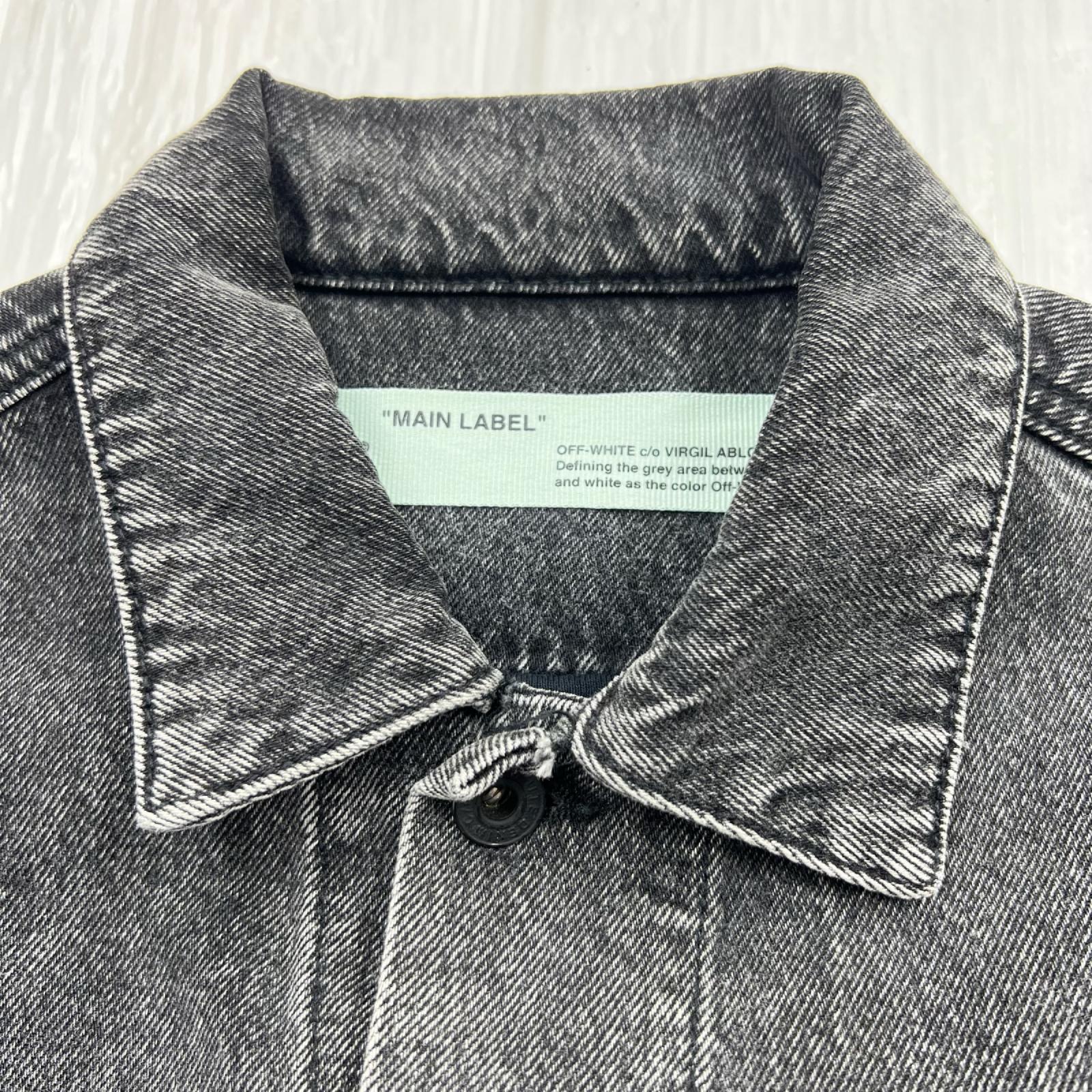 ジャケット OFF-WHITE Slim Denim Jacket With Fleece OMYE019R19C27012 黒 (XS) ブラック