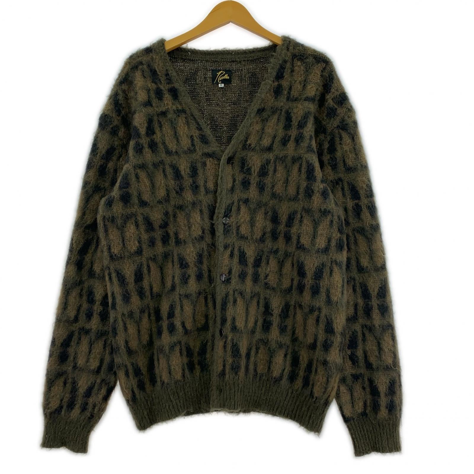 カーディガン モヘアカーディガン ブラウン 総柄 M M
