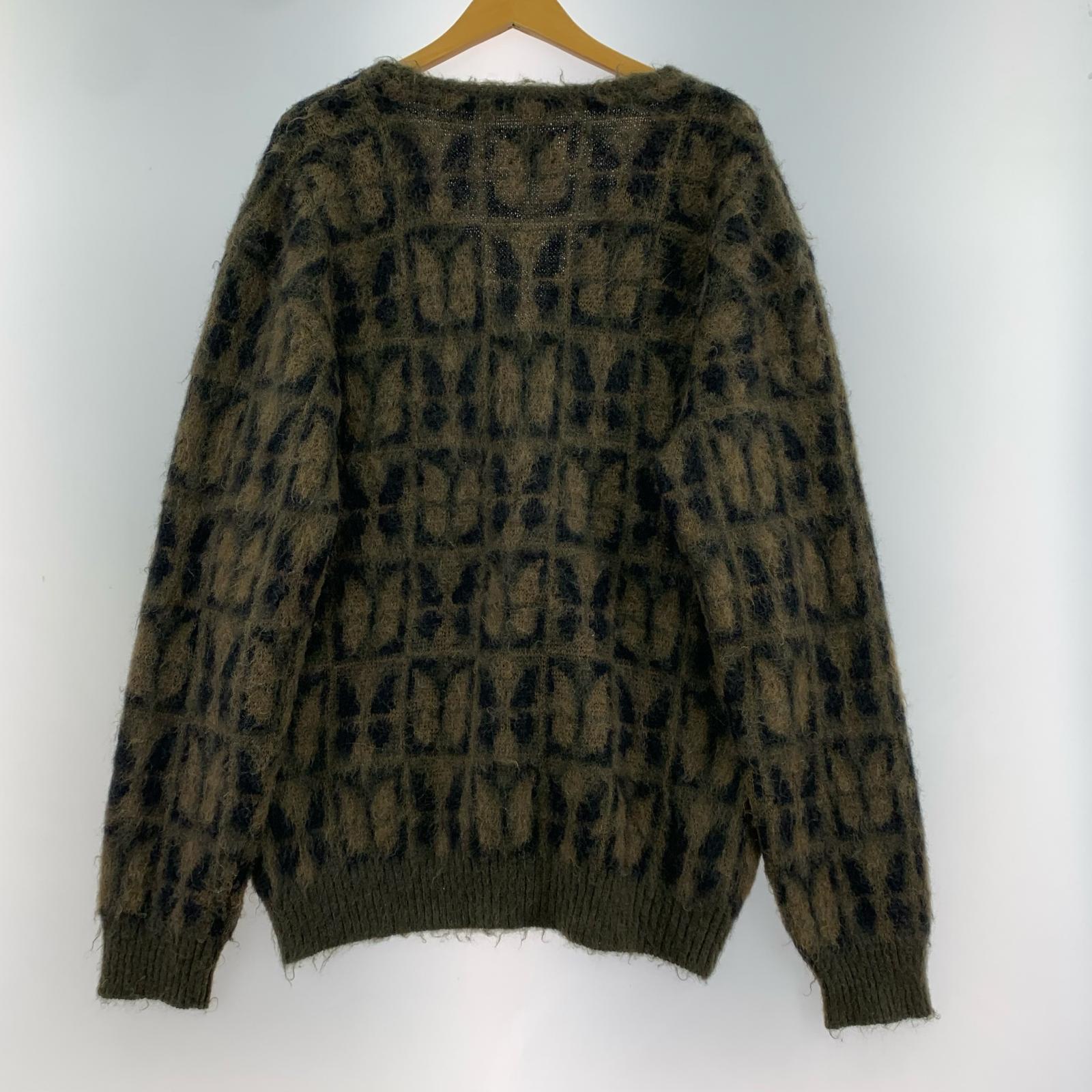 カーディガン モヘアカーディガン ブラウン 総柄 M M