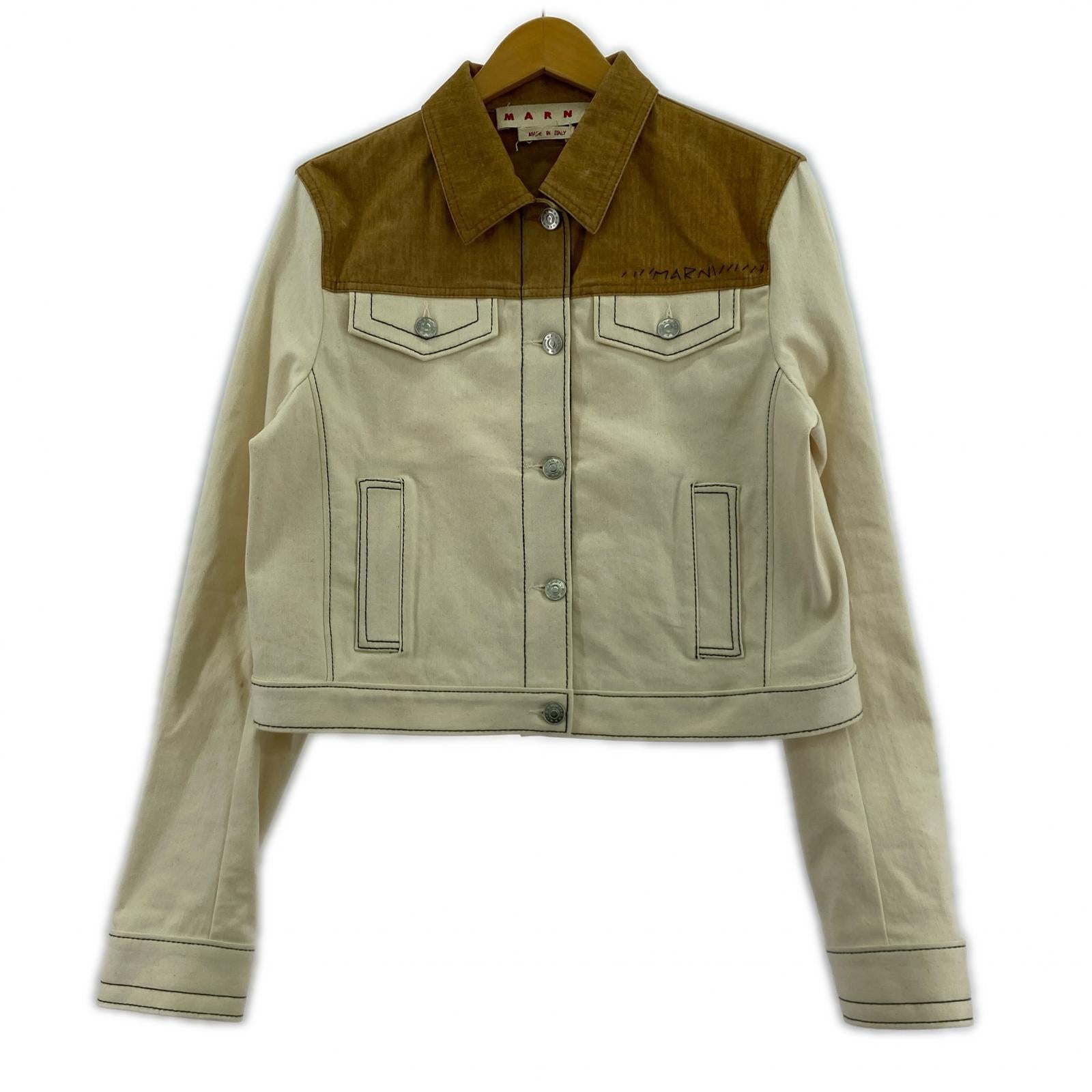 ブルゾン Two-tone denim jacket (42) 42 ホワイト